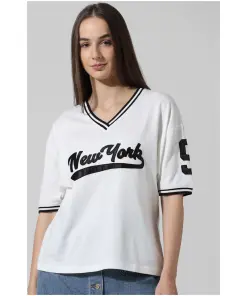 White Printed Varsity T-shirt